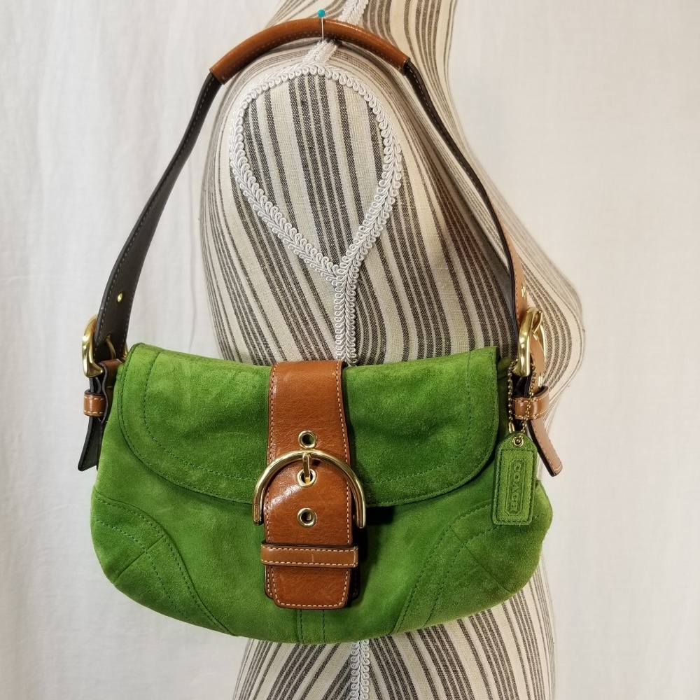 Coach Green Suede Shoulder Bag